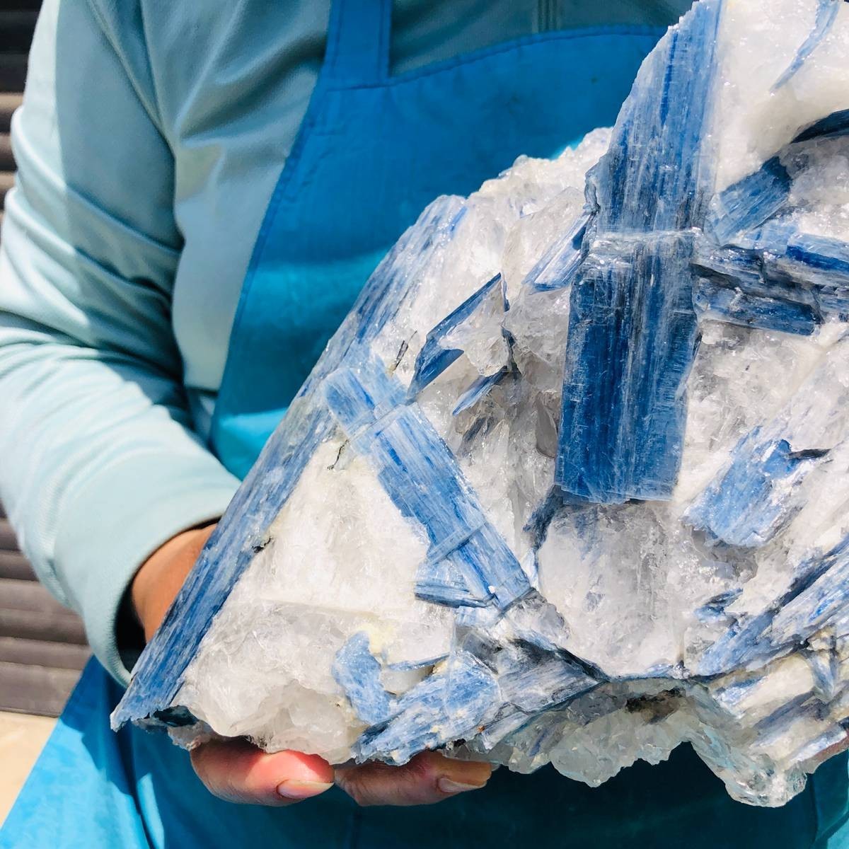 9.46LB Natural Blue Kyanite Cluster with Clear Quartz Matrix Crystal Specimen