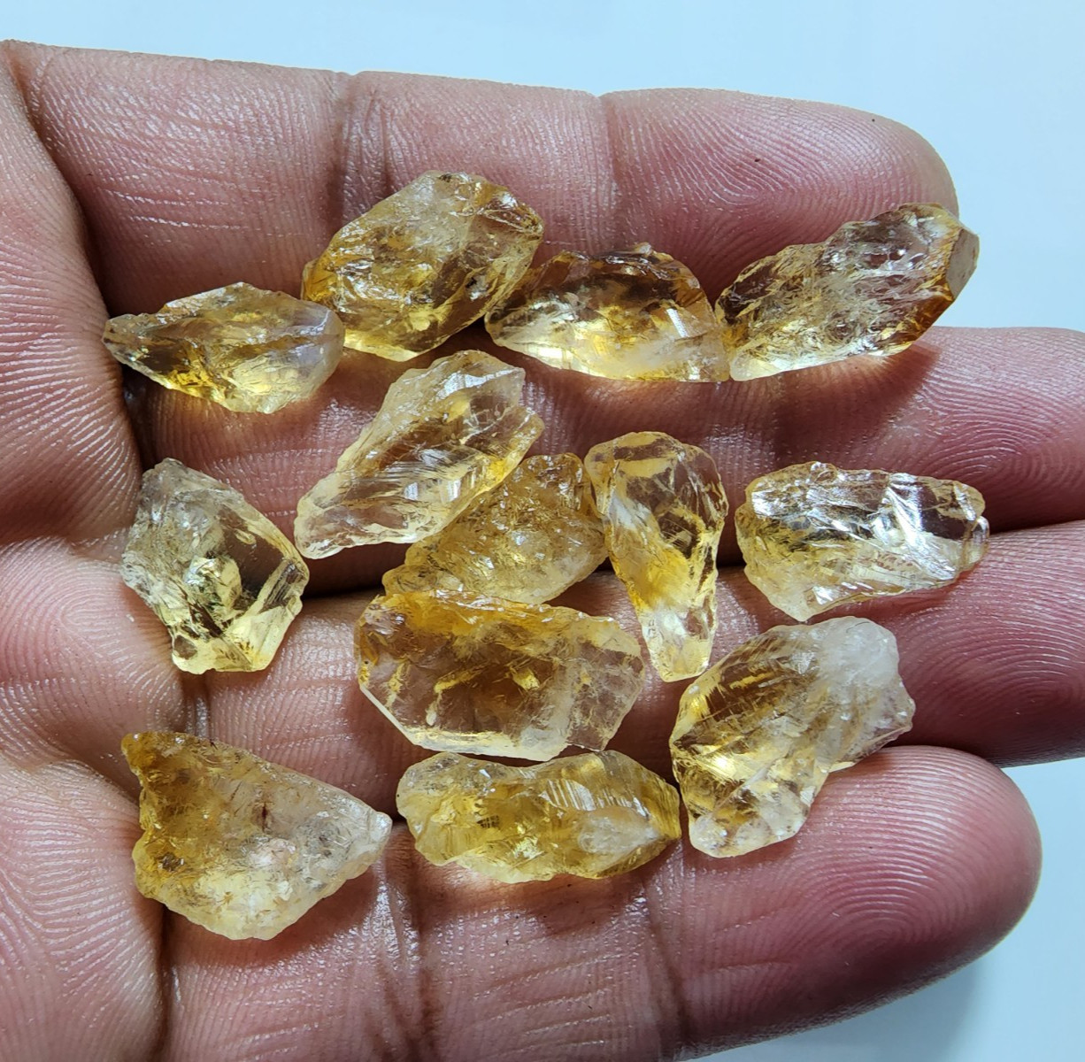 13 Pcs Attractive A+ Golden Citrine Rough Gemstone Crystal Citrine Size 14-18 MM
