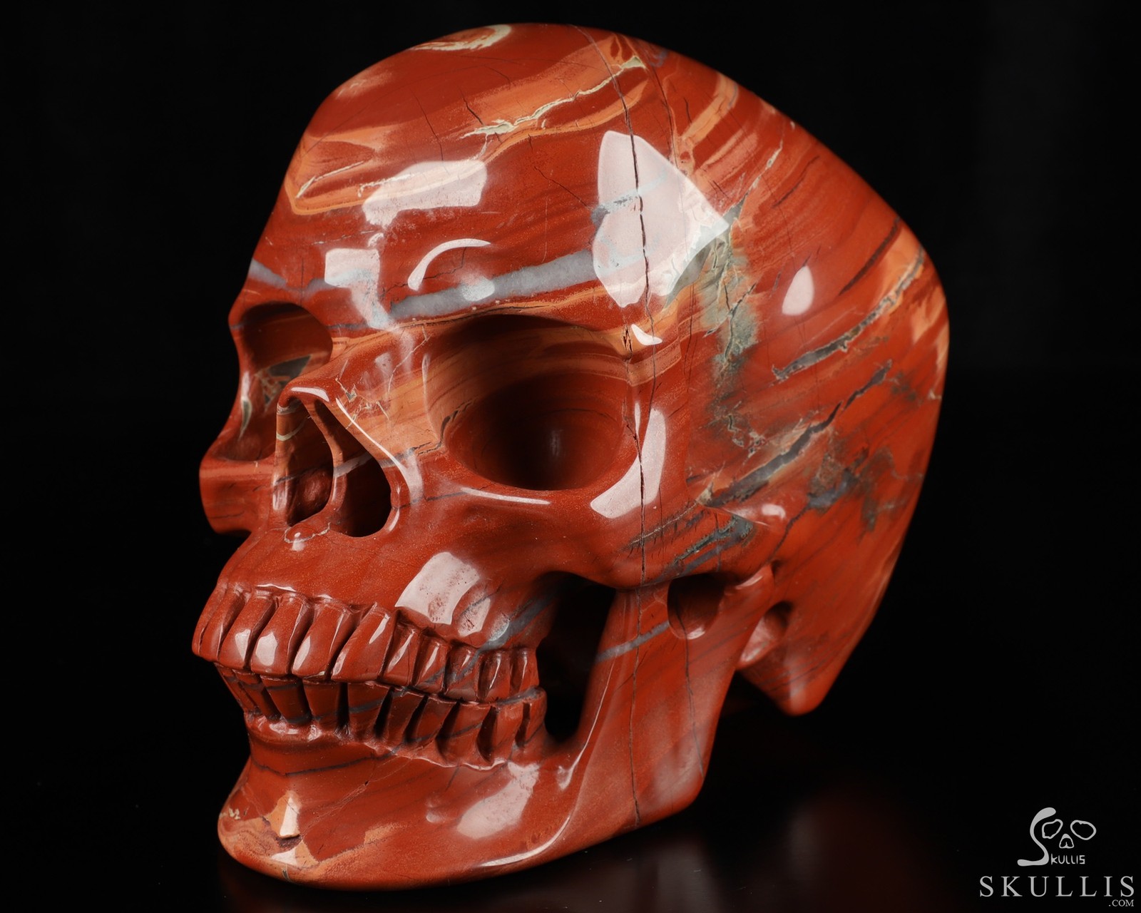 Lifesized 7.0″ Red Jasper Carved Crystal Skull,Super Realistic, Crystal Healing