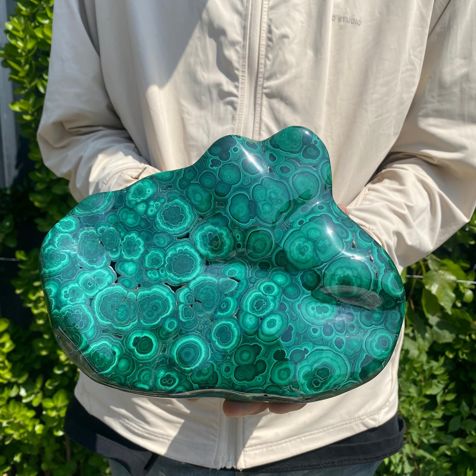 7.27LB Natural glossy Malachite transparent cluster rough mineral sample