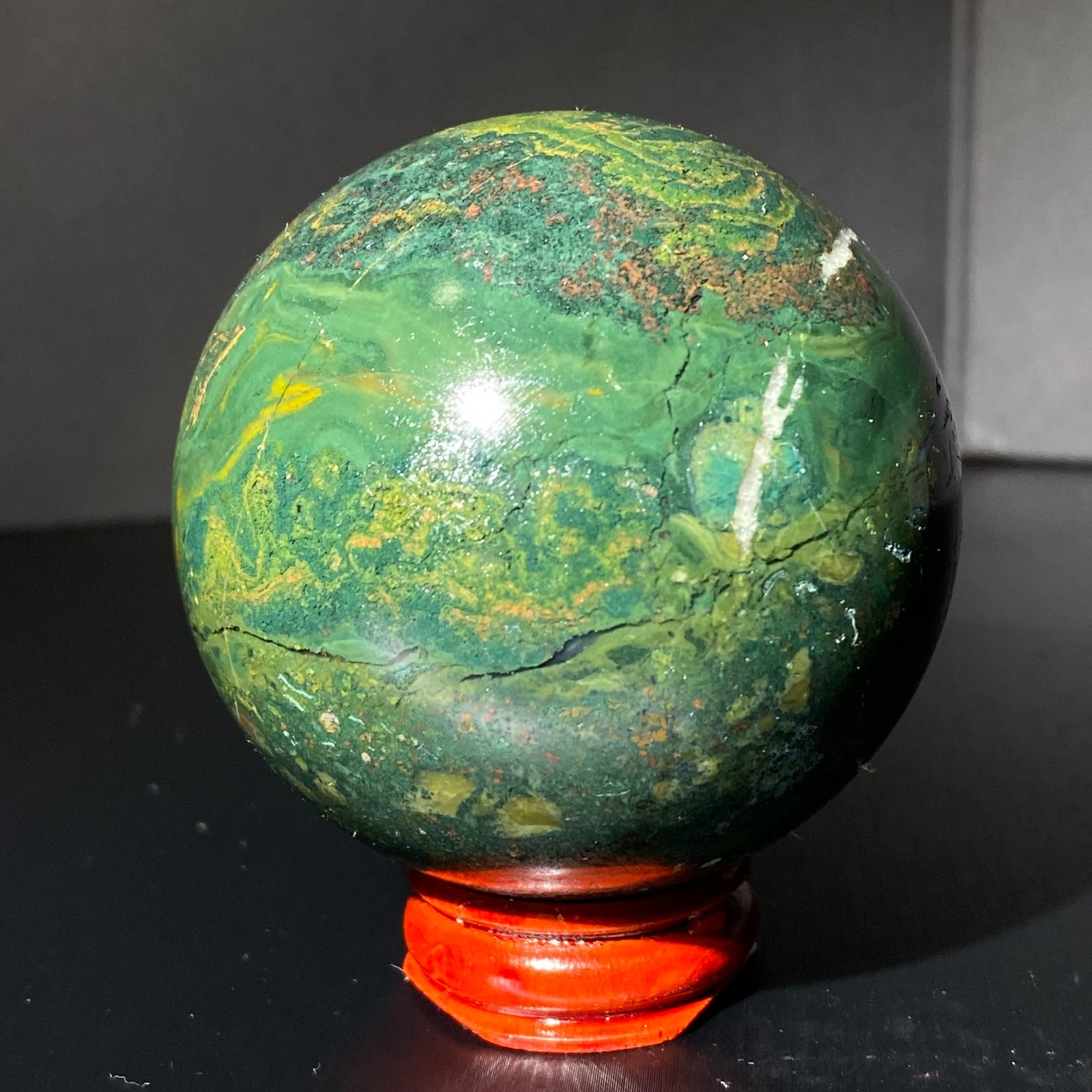 335G Natural Ocean Jasper Ball Crystal Sphere Mineral Specimen Energy Healing