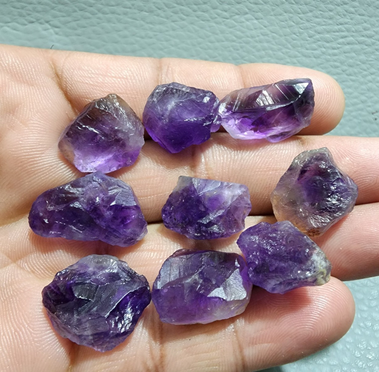 9 Piece Excellent Purple Amethyst Rough Gemstone Raw Size 17-23 MM Crystal Rough