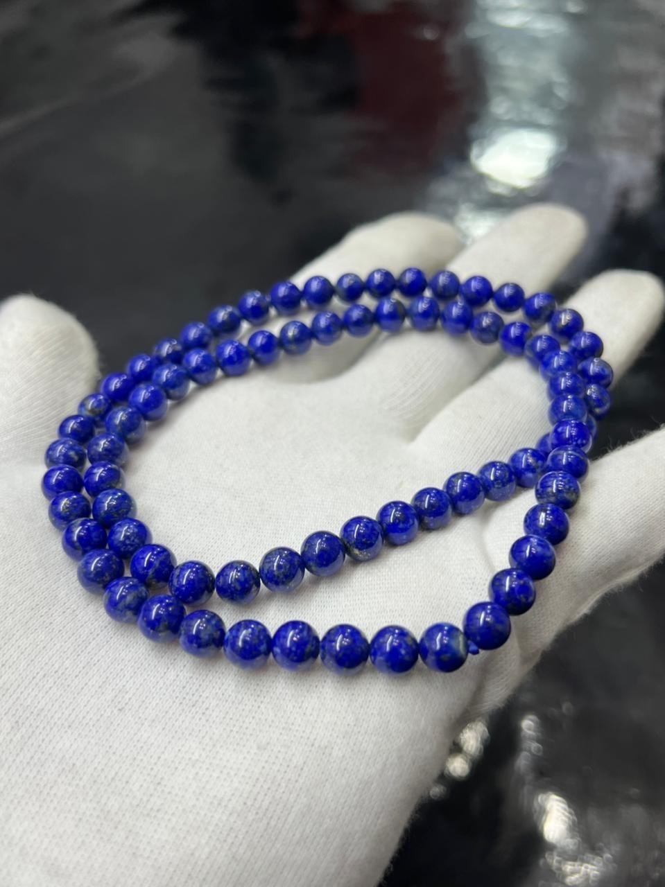 Lapis Lazuli Beded Necklace Top Quality Handcrafted Royal Blue