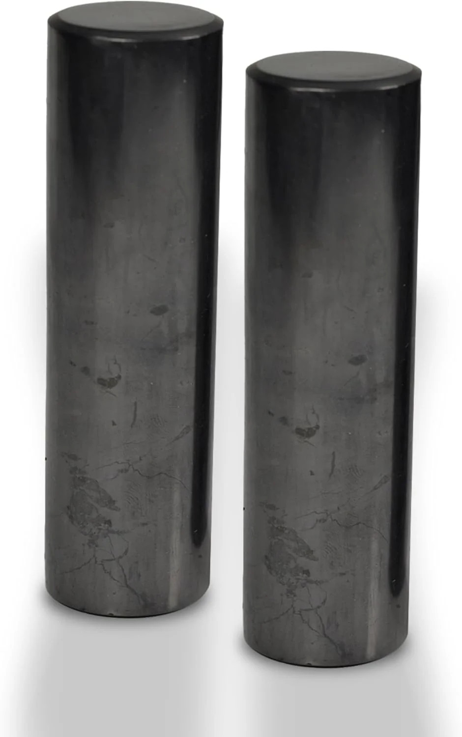 Shungite World 2 pcs Authentic Shungite Harmonizers Polished Cylinders Set Chakr