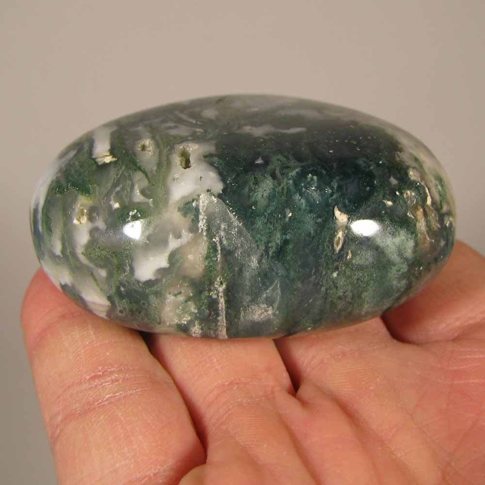 2.6″ GREEN MOSS AGATE Heart Gemstone Polished Palm Stone – India