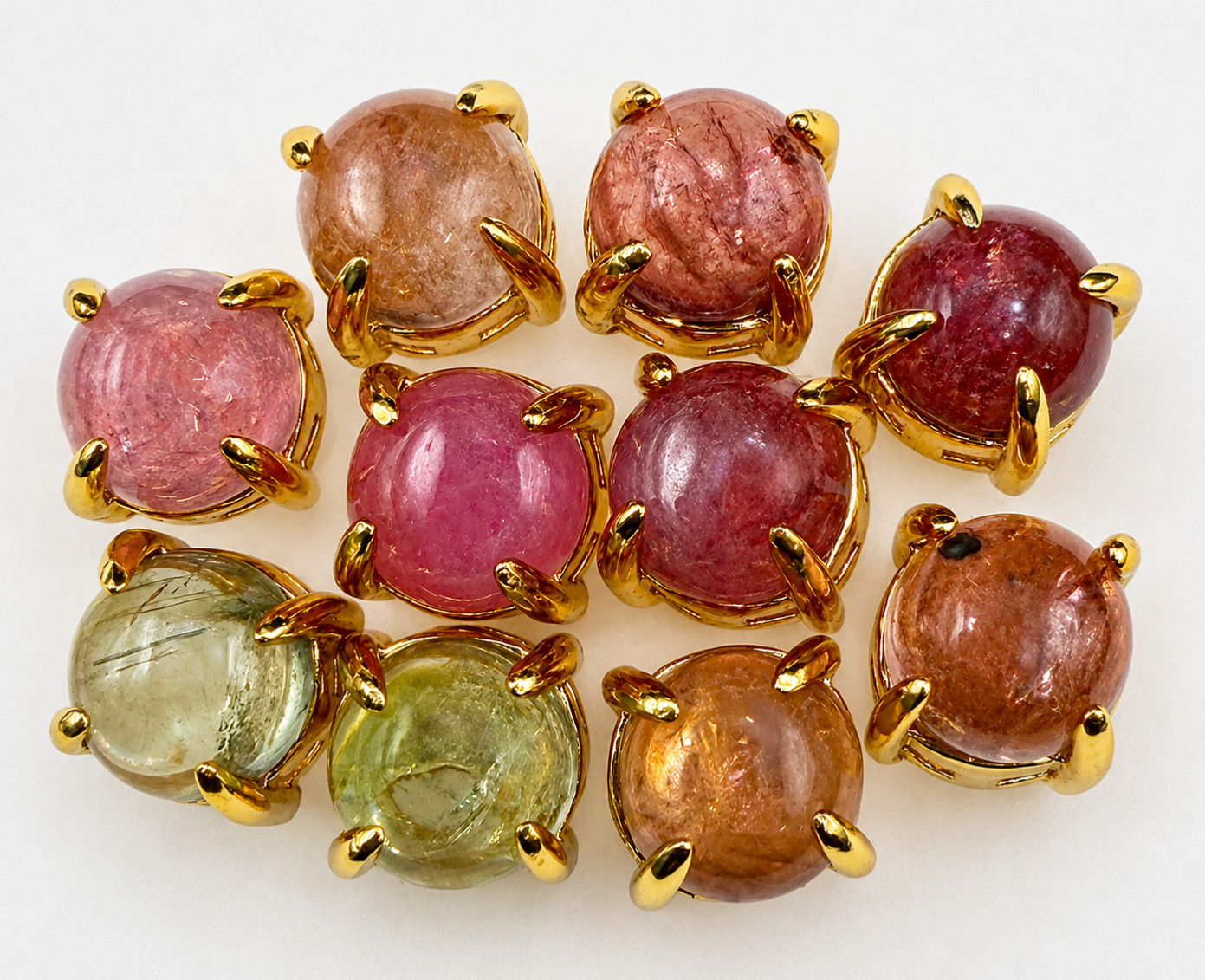 Wholesale 5 Pairs Natural Watermelon Earring Stud w Gold Filled 6mm Crystal