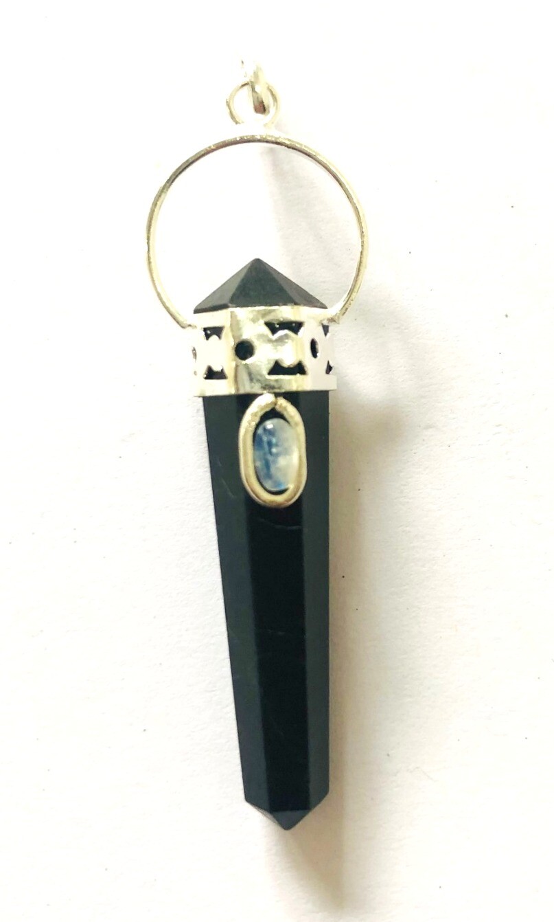Black Tourmaline Rainbow Moonstone Pendant Crystal Healing Fashion Jewelry Gift