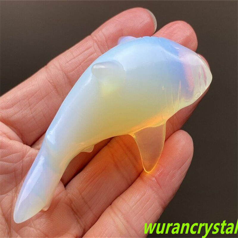 3.2″ Opalite Carved Shark，Crystal Shark Carved，Crystal Healing Shark Decor Reiki