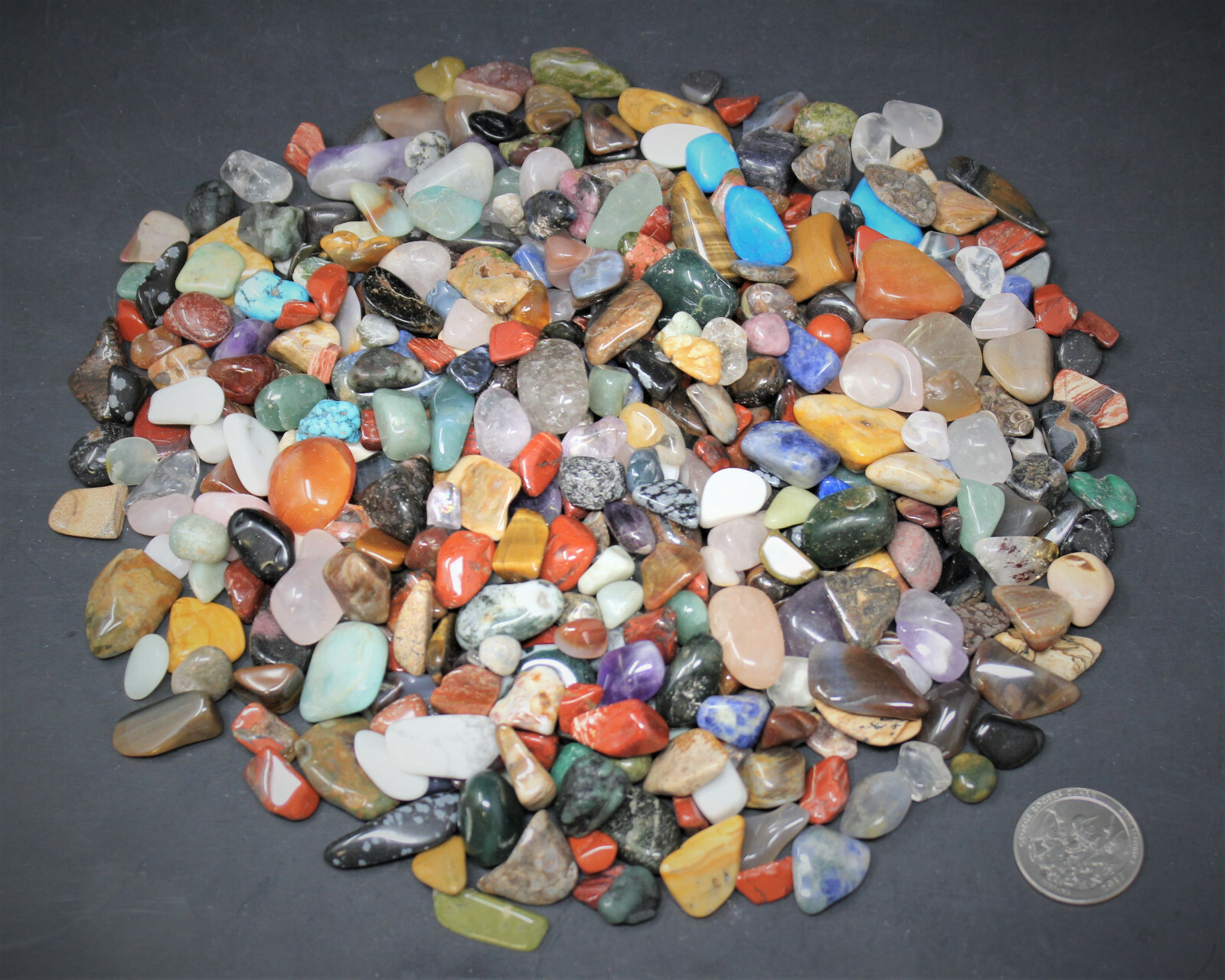 Assorted Mixed Tumbled Stones 1 lb Wholesale Bulk Lot SMALL 16 oz (About 100)