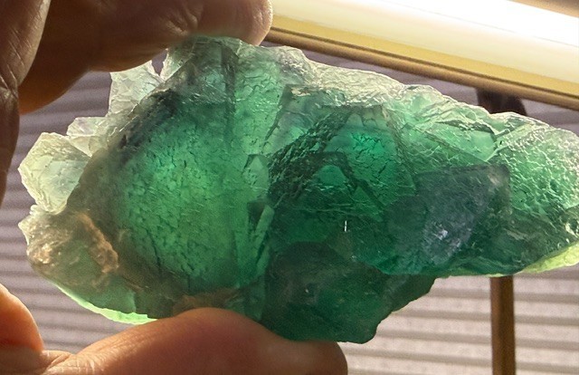 BEAUTIFUL ( 1 LB. 2 OZ) TRANSILLUMINATING GREEN FLUORITE,ZHEJIANG,CHINA