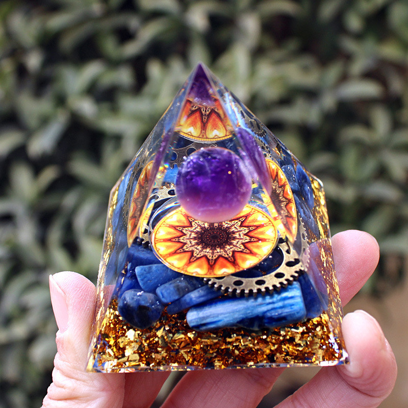 Amethyst Crystal Sphere Orgonite Pyramid Obsidian Chakra Energy Orgone Stone USA
