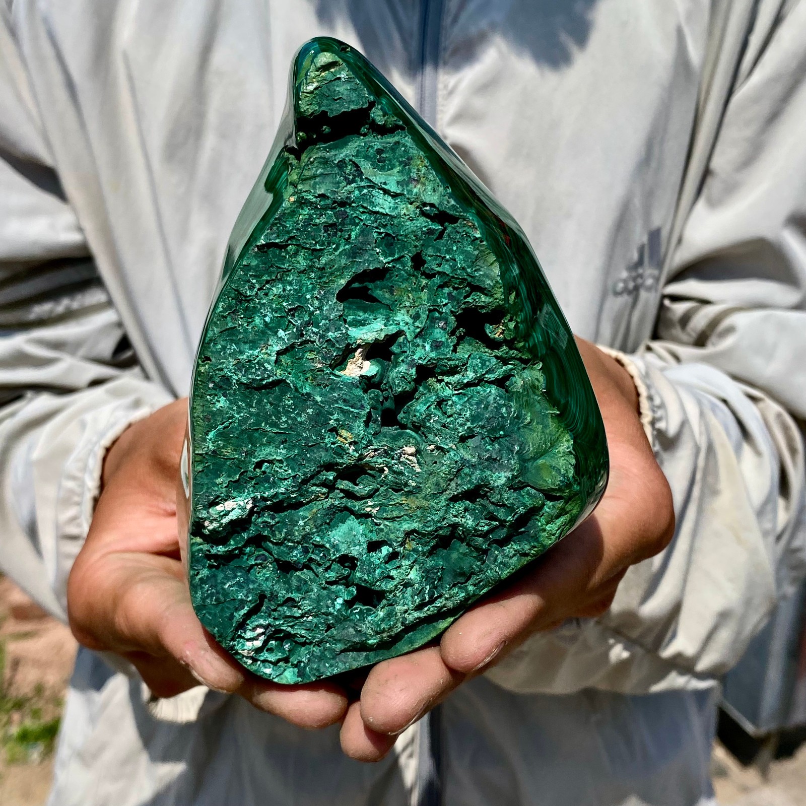 2.2LB Natural glossy Malachite transparent cluster rough mineral sample