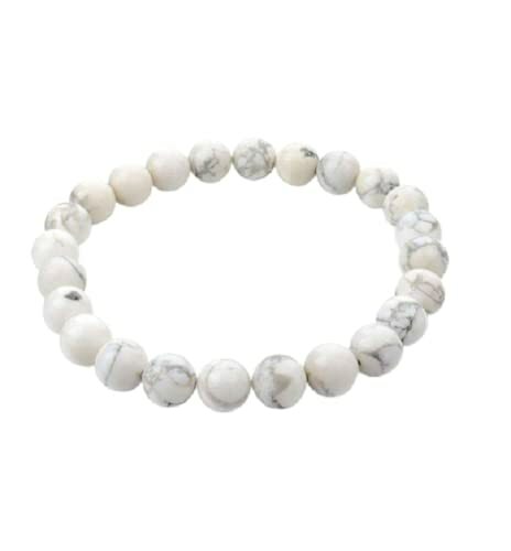 Howlite Smooth Round Gemstone Beads Elastic Cord Bracelet 8 mm size