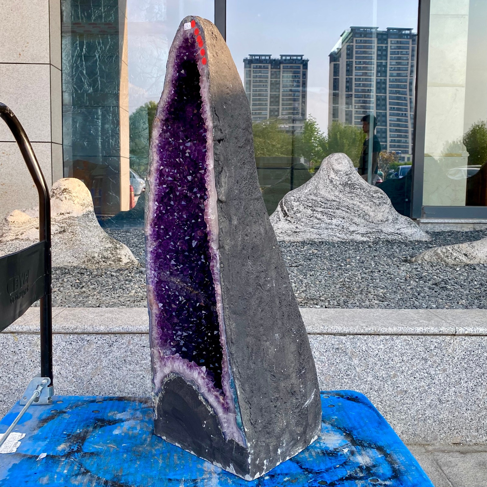 143LB Natural Amethyst Geode Quartz Crystal Cluster Cathedral Energy healing