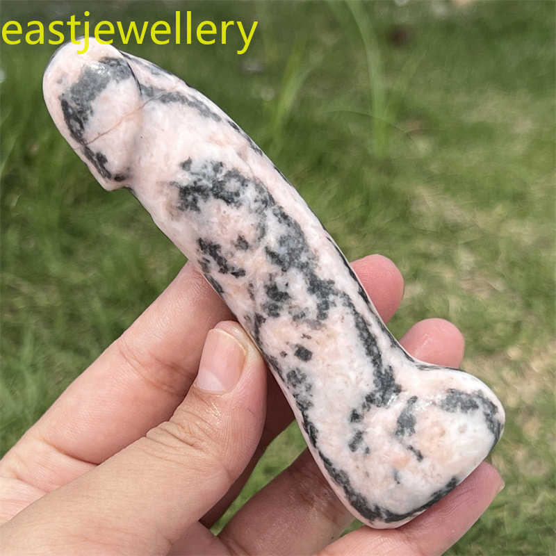 4.2″ Natural Pink Zebra Male Penis skull quartz crystal skull Figurines gem 1pc