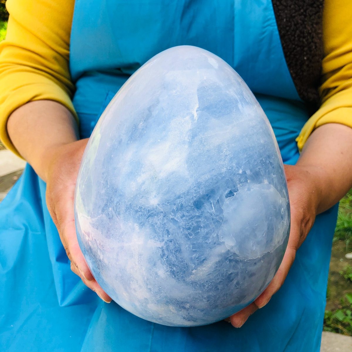11.5LB Natural blue celestite POLISHED egg shape Quartz Crystal healing decor