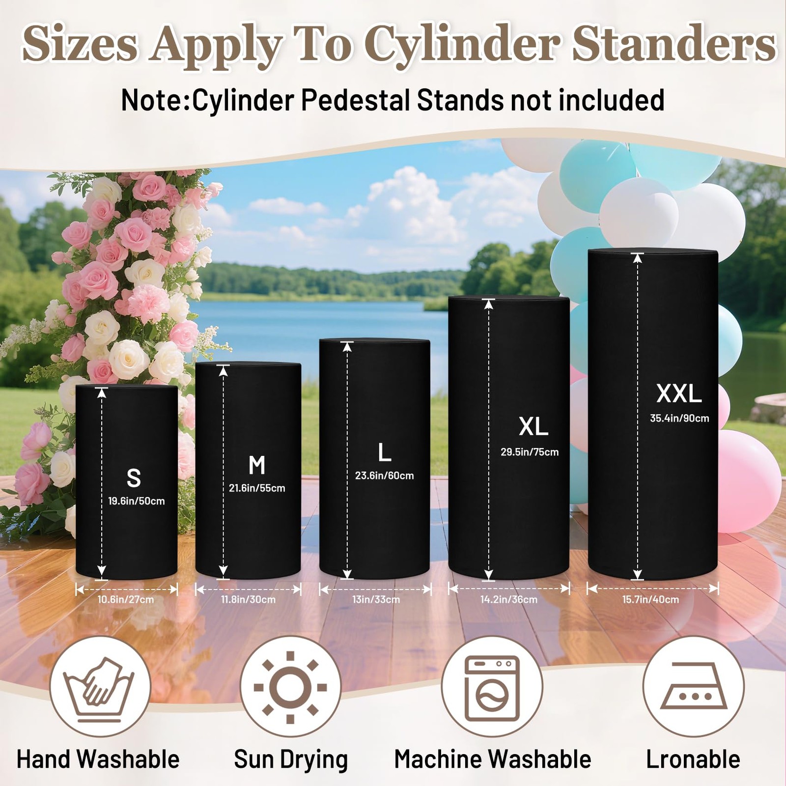 Cylinder Pedestal Stand Covers Set of 3 Spandex Display Pedestal Covers Round…