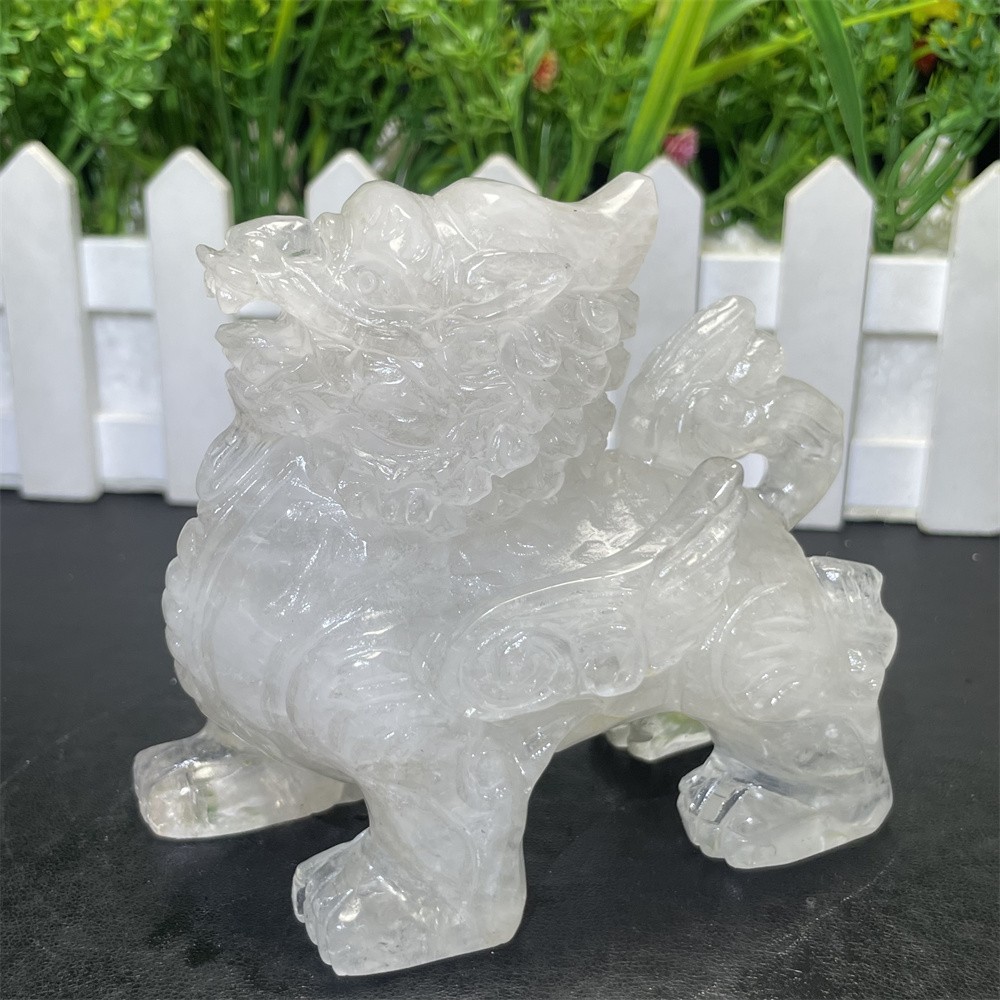 1.1LB 3.9″ Natural A++Clear Quartz Qilin Crystal Quartz Reiki Gift Mineral Decor