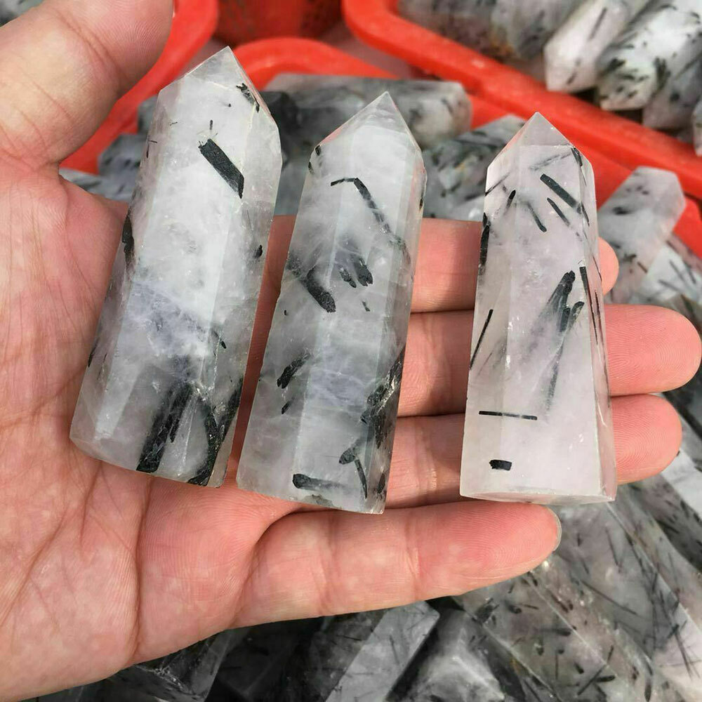 Hexagonal Tower Natural Quartz Crystal Point Healing Obelisk Wand Gifts 3-11CM