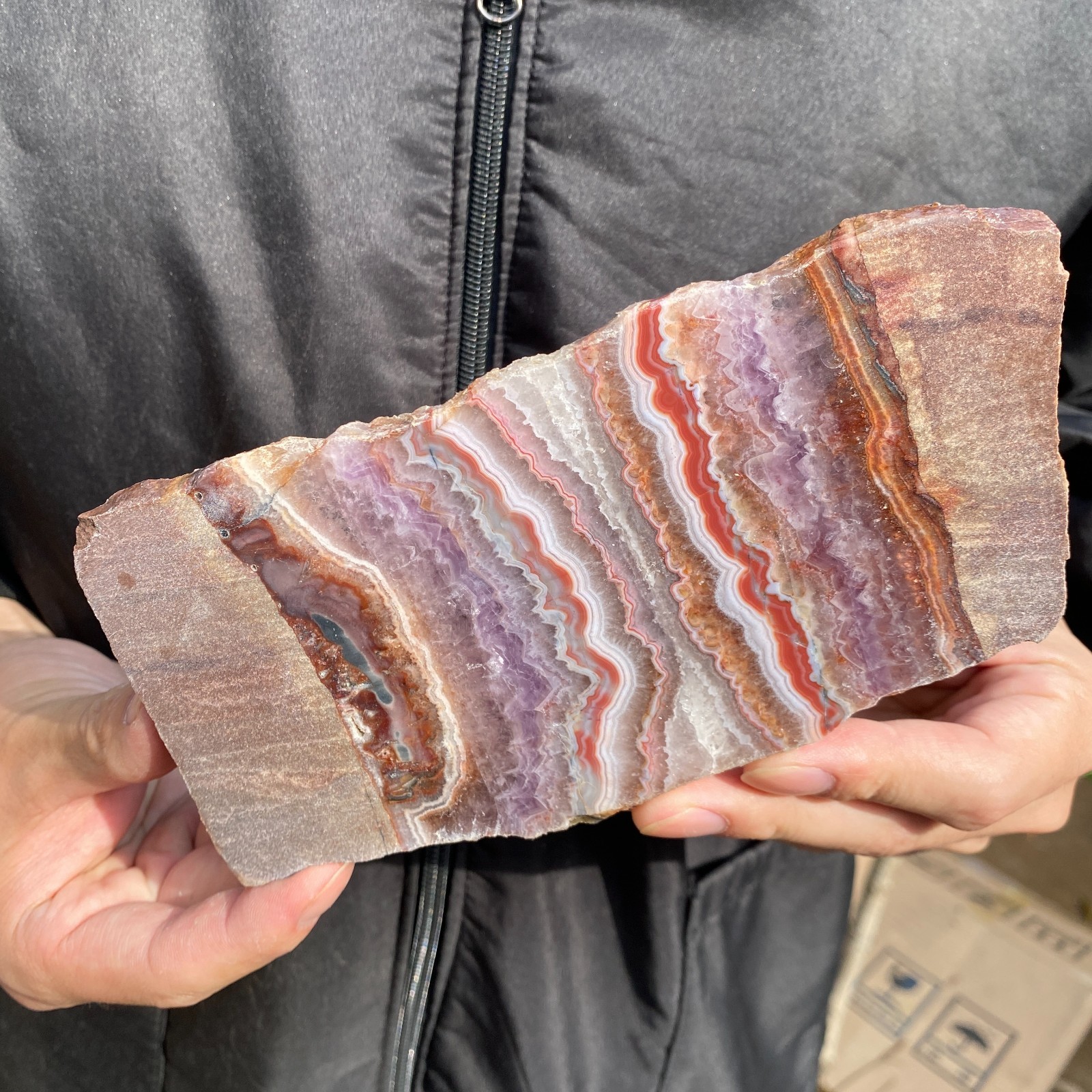290g Natural lace agate amethyst crystal slices – rough mineral specimens
