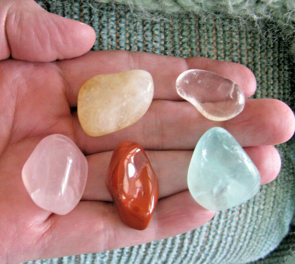 NEW “DISSOLVE NEGATIVITY W/ POSITIVE HEALING” CRYSTAL HEALING STONE SET OF 5