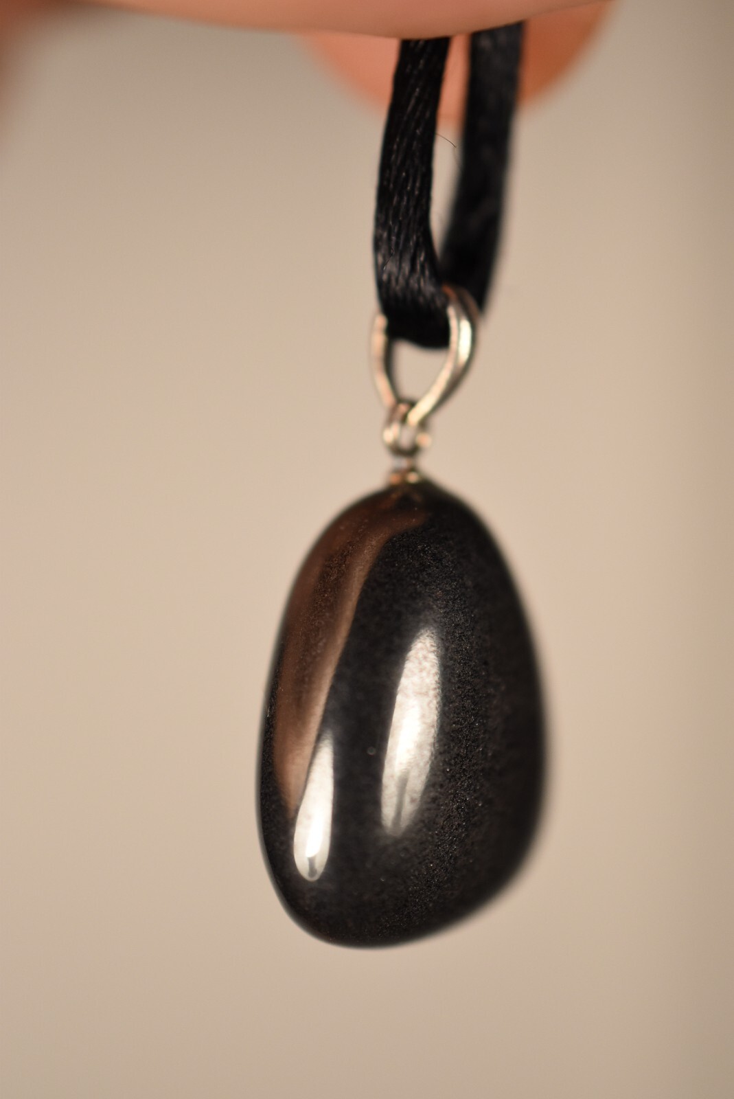 925 *HEMATITE* Pendant 2.4cm 9.7g +Cord Silver Natural Improves Relationships