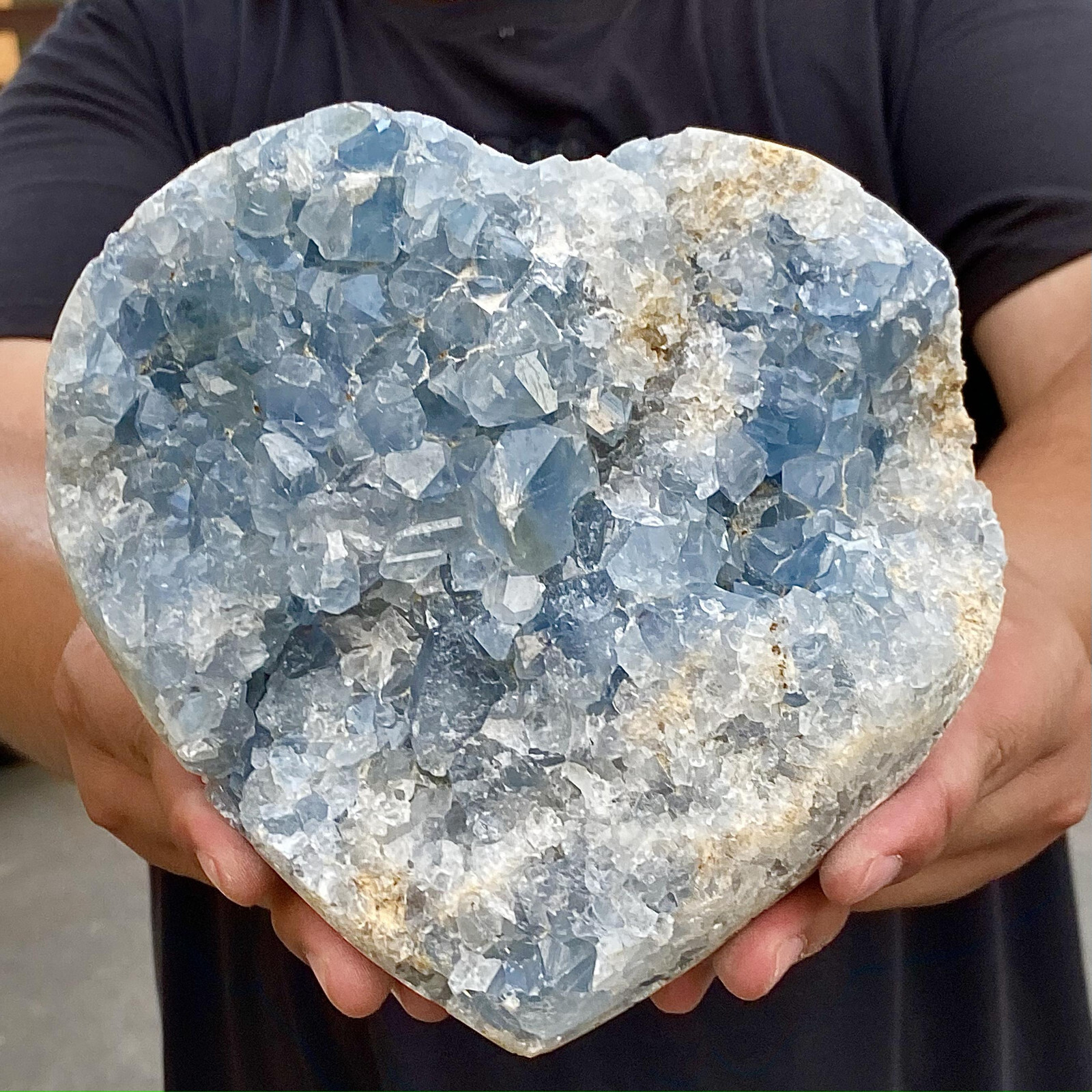 9.46LB Natural blue crystal cave heart-shaped original ore restoration