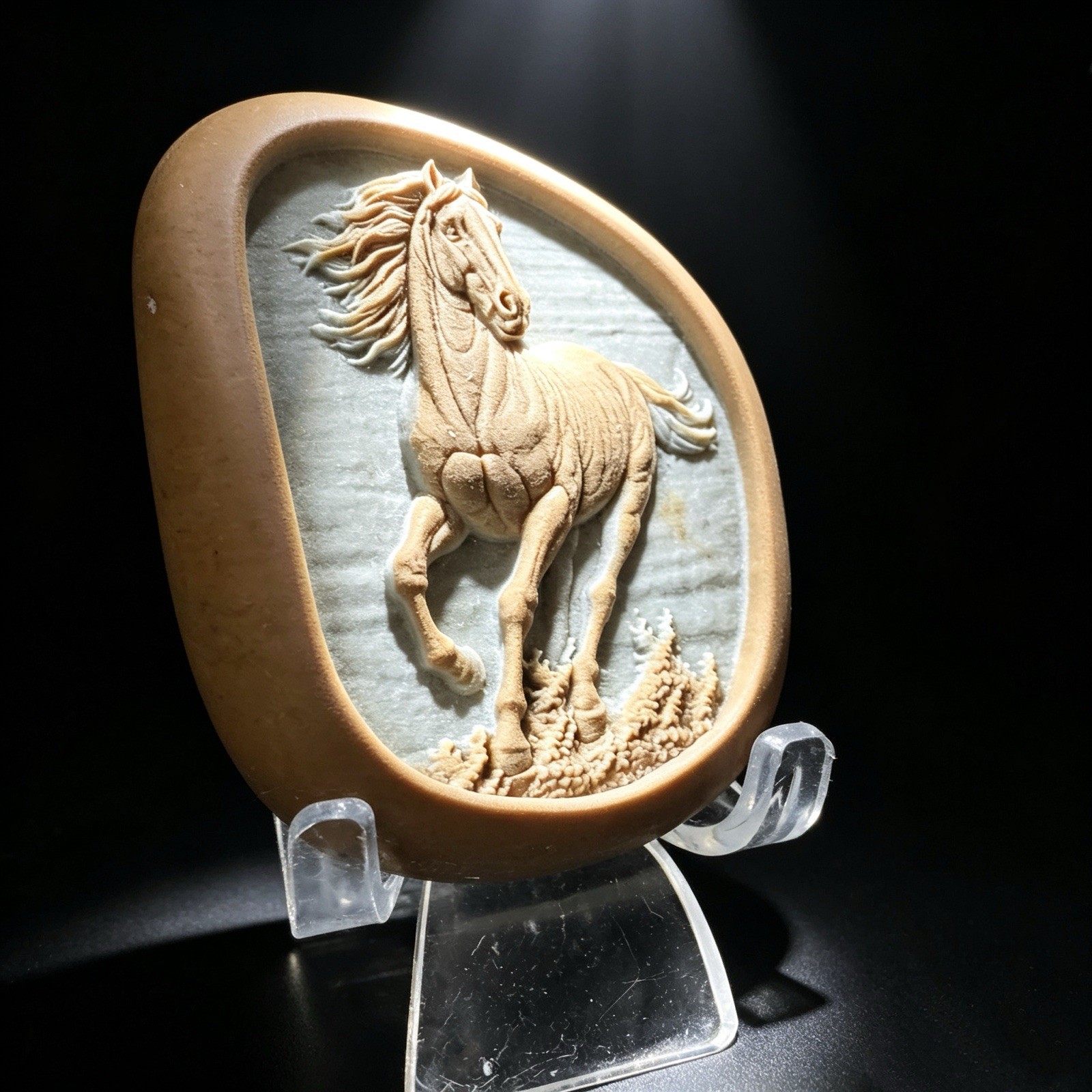 Natural Songhua Stone Finely Carved Horse, Collectible Crystal Desk Decor