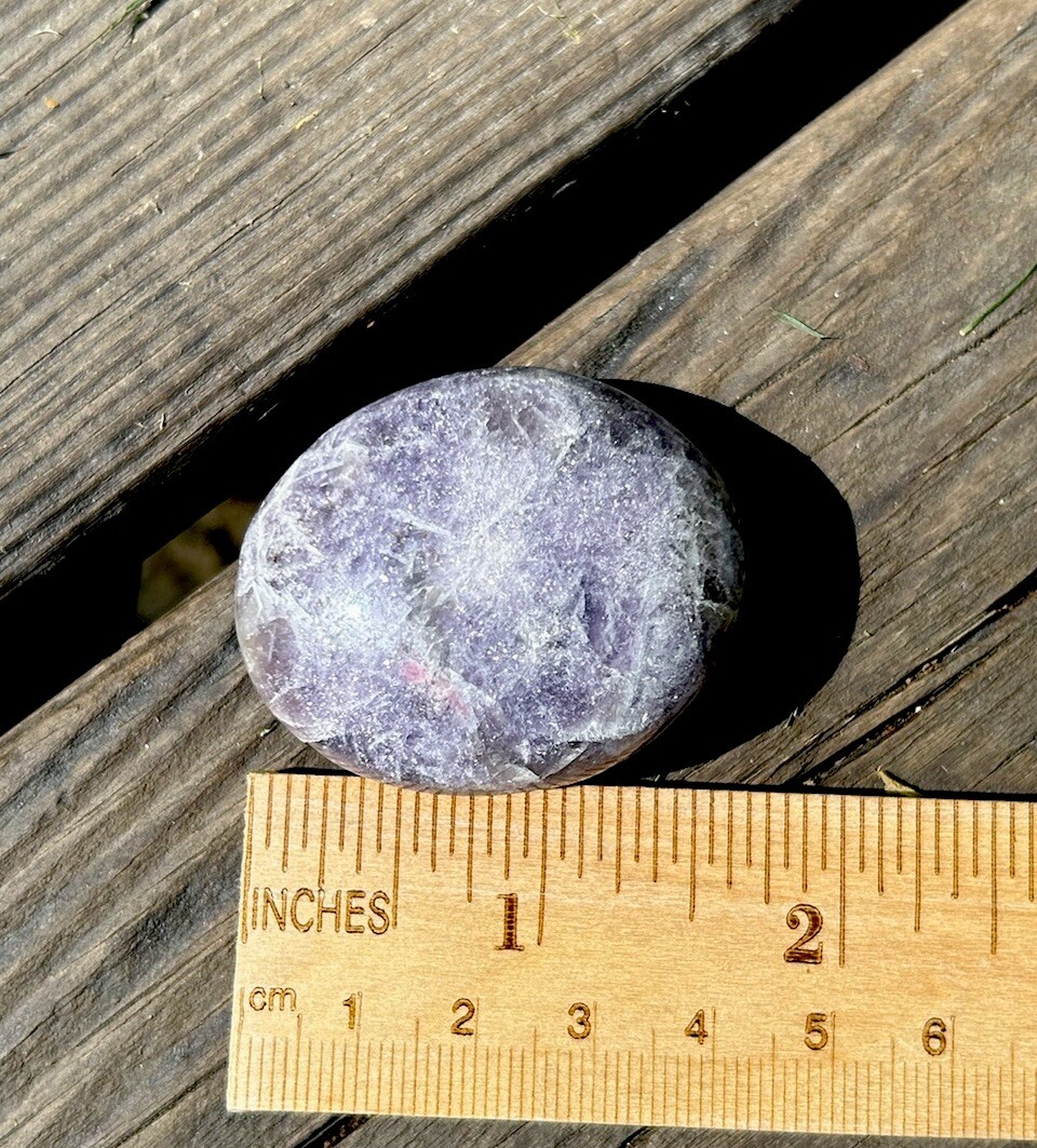 Handmade Polished LEPIDOLITE & Pink RUBELLITE Crystal Palm Stone MADAGASCAR