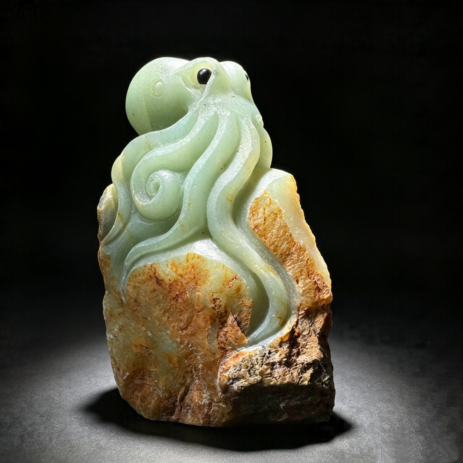 Hand Carved Amazonite Octopus Figurine – Sea Life Desk Decor Crystal Collectible