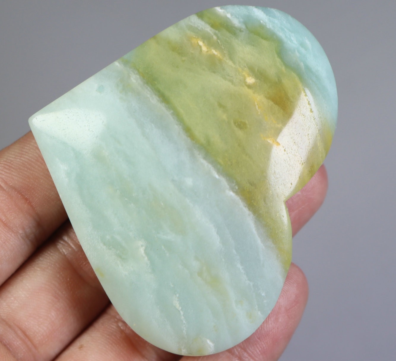 Natural Sky Blue Caribbean Calcite Quartz Crystal Stone Heart Reiki Healing