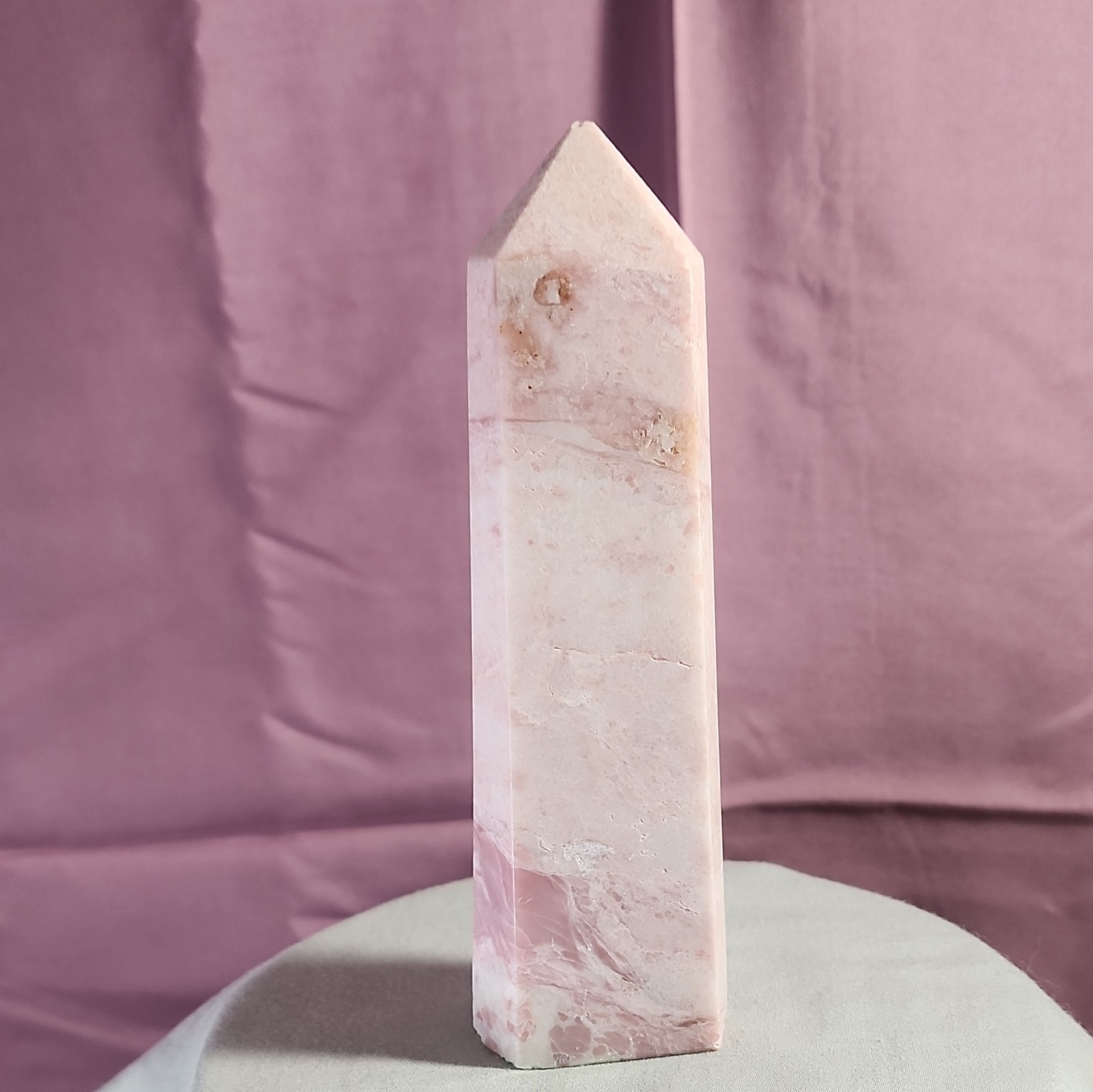 7 in by 2 in, Pink Opal Tower Point Obelisk Polished Stone