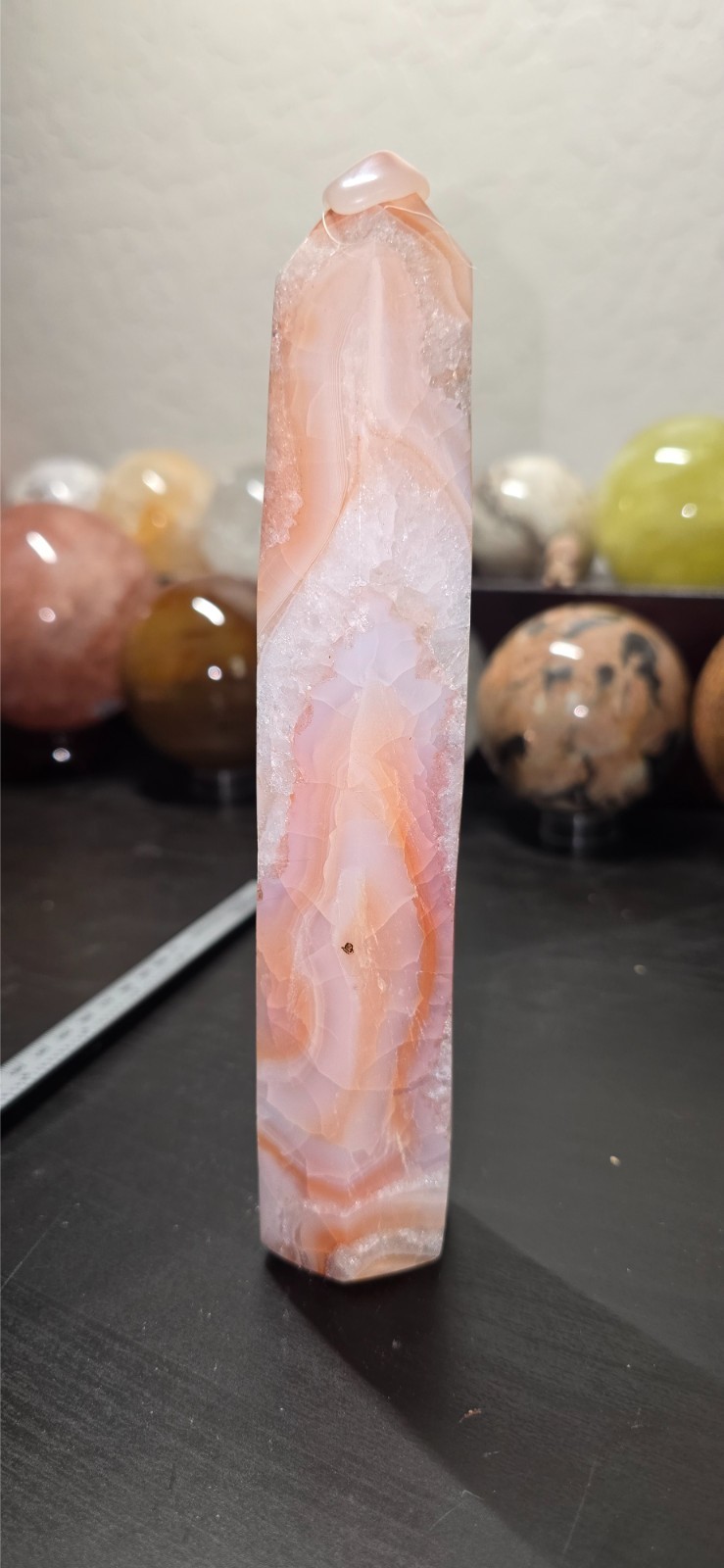 Vibrant Light Pink Carnelian Tower – 8 Tall, 1lb 1oz