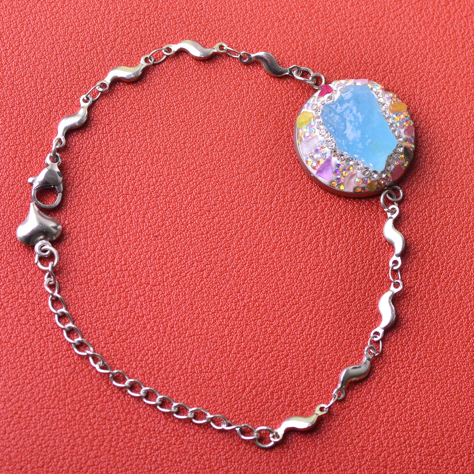 Aquamarine-inlaid alloy bracelet gemstone jewelry Energy Crystal