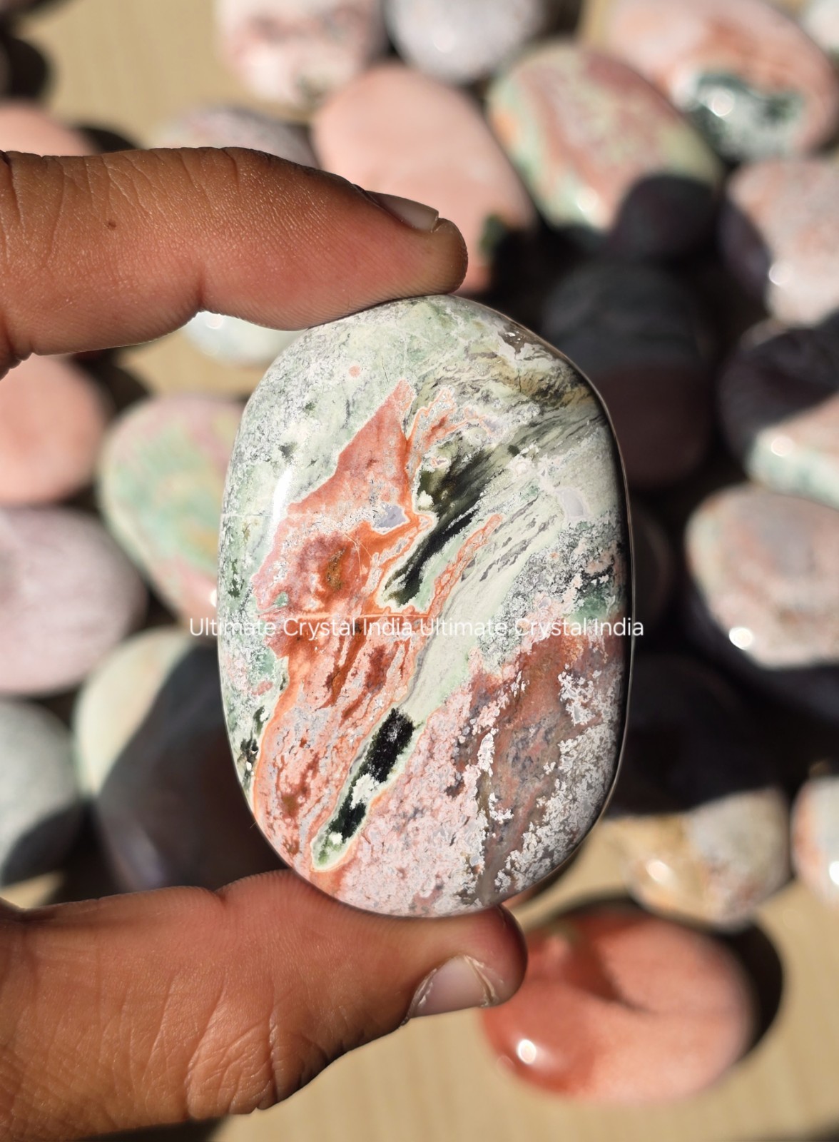 Unicorn Jasper Palm Stones: Self Love, Heart Chakra, Healing Crystal, Gift