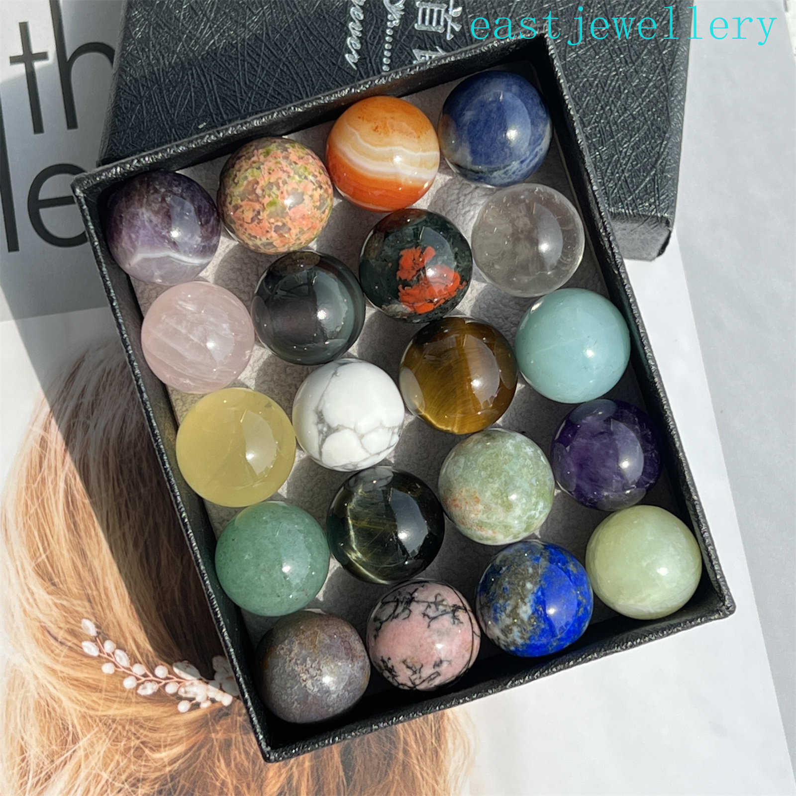 20x Wholesale Natural Mixed sphere quartz crystal ball reiki healing 15mm+ box