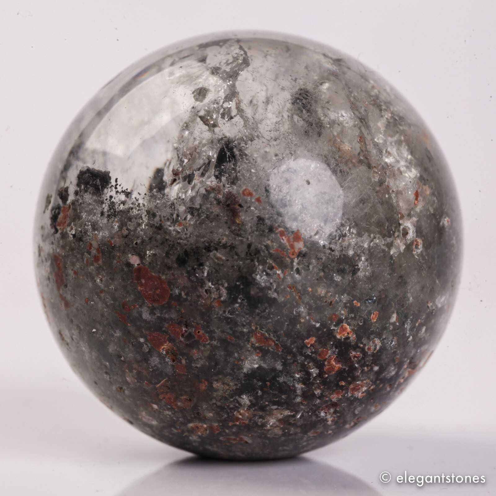 56g34mm Natural Garden/Phantom/Ghost/Lodolite Quartz Crystal Sphere Healing Ball