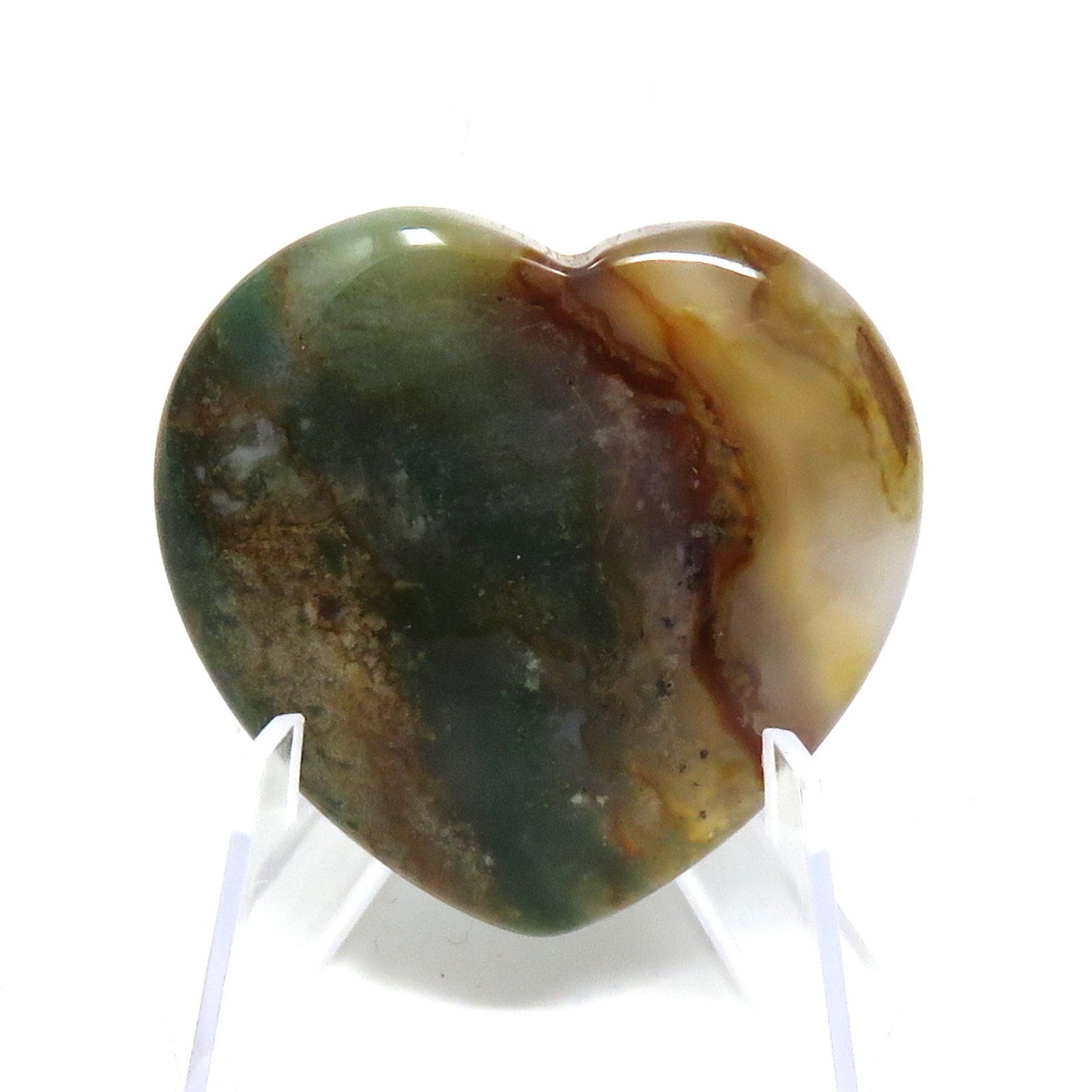 Indian Agate Stone Heart #1180- 40mm or 1.5″-Valentines Day Love Pocket Gemstone