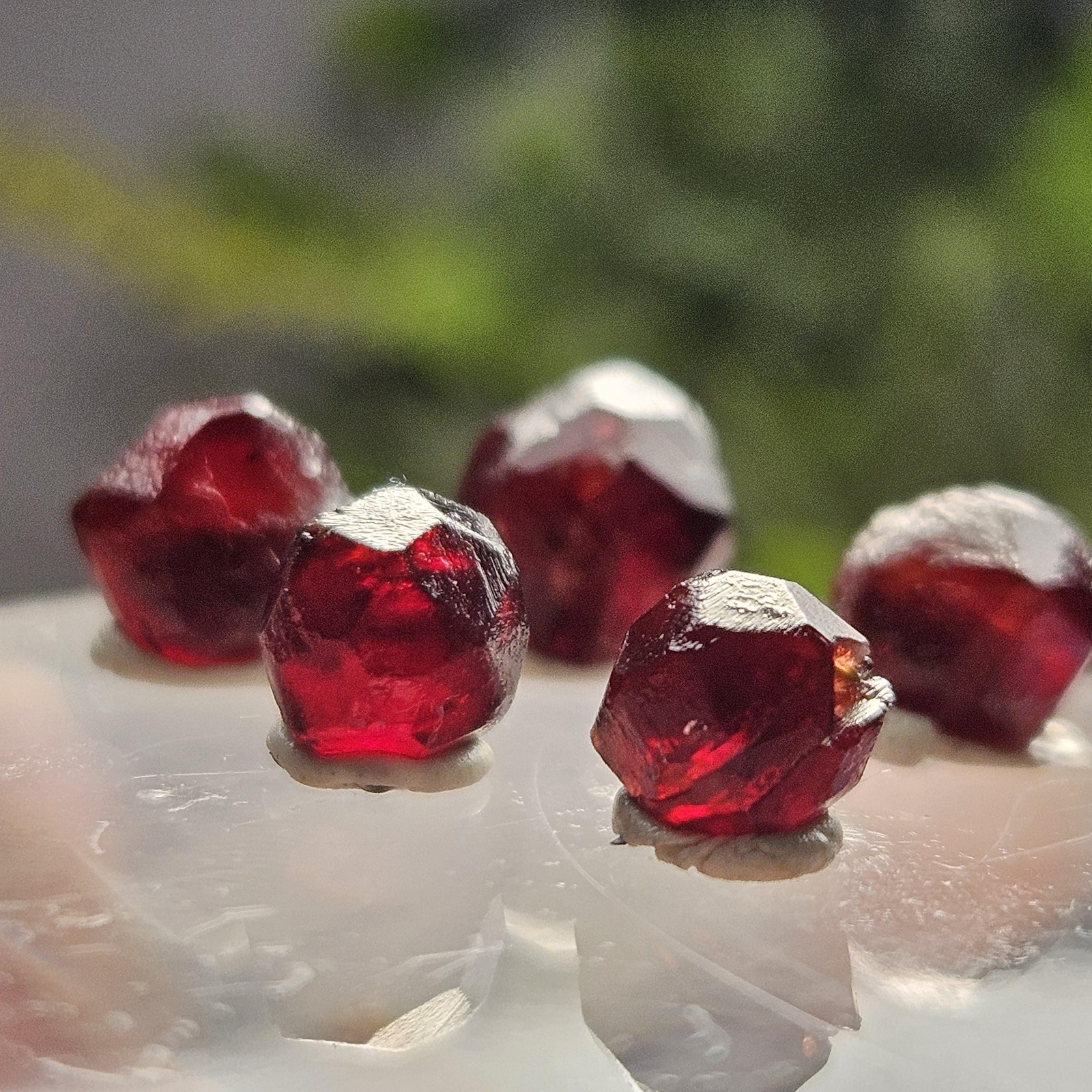 Red Garnet Crystals, Raw Dodecahedron Terminated Stones (5