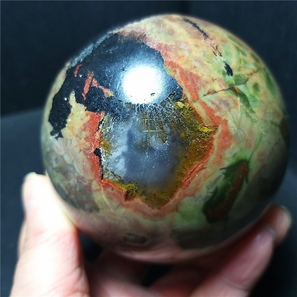 TOP 664G 78mm Natural Polished Colorful Agate Stone Sphere Ball Healing Ca900