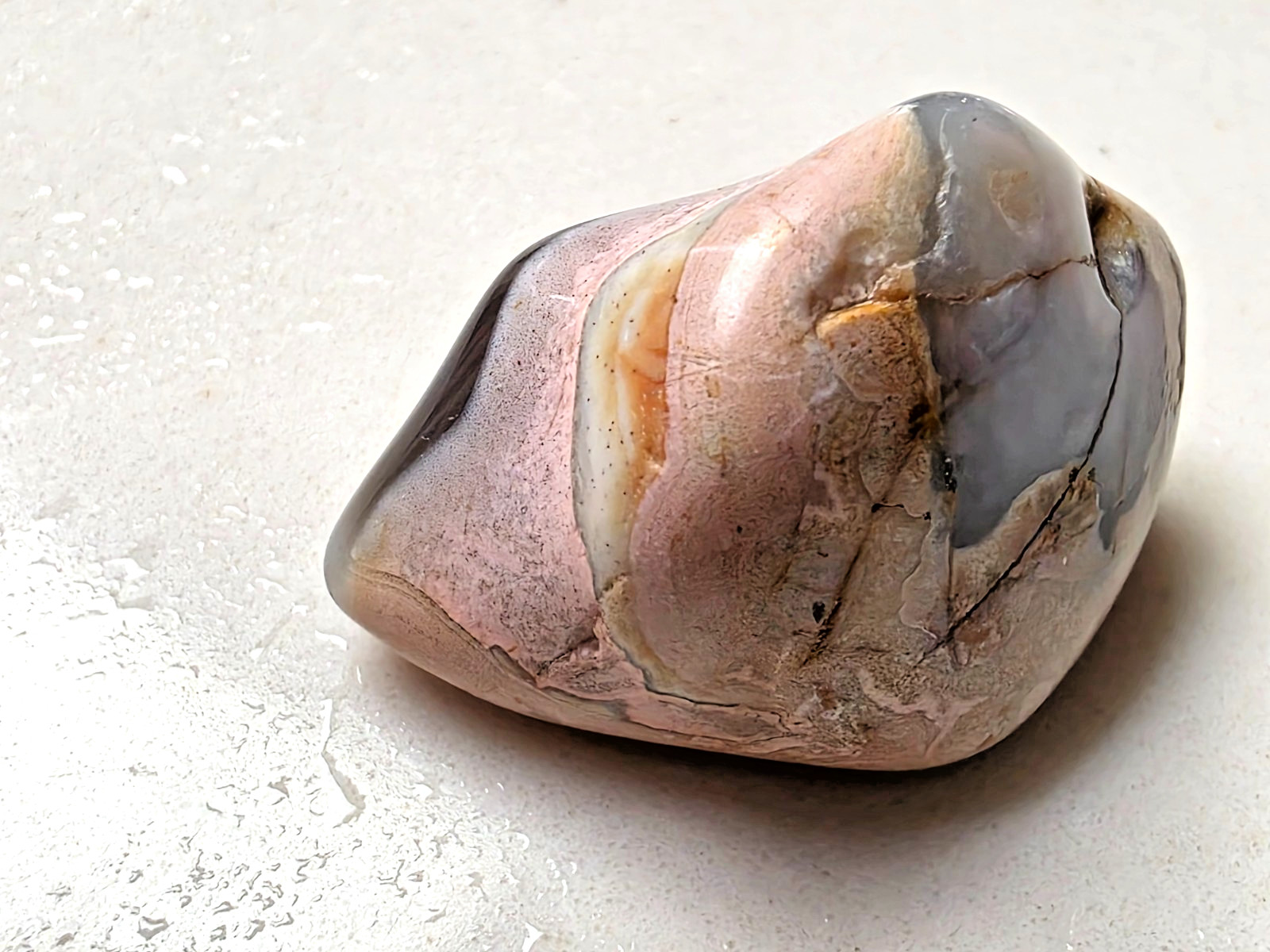 POLISHED BEAUTIFUL BOTSWANA AGATE, Pink and Dark Gray AGATE MUST SEE