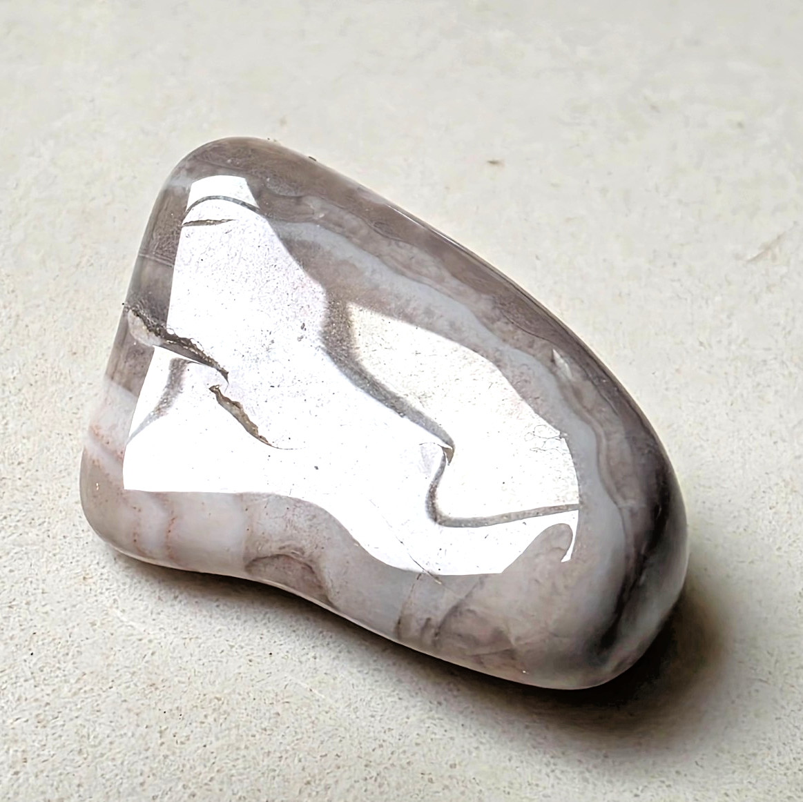 POLISHED BEAUTIFUL BOTSWANA AGATE, NATURAL Grey AGATE banding and earth Tones