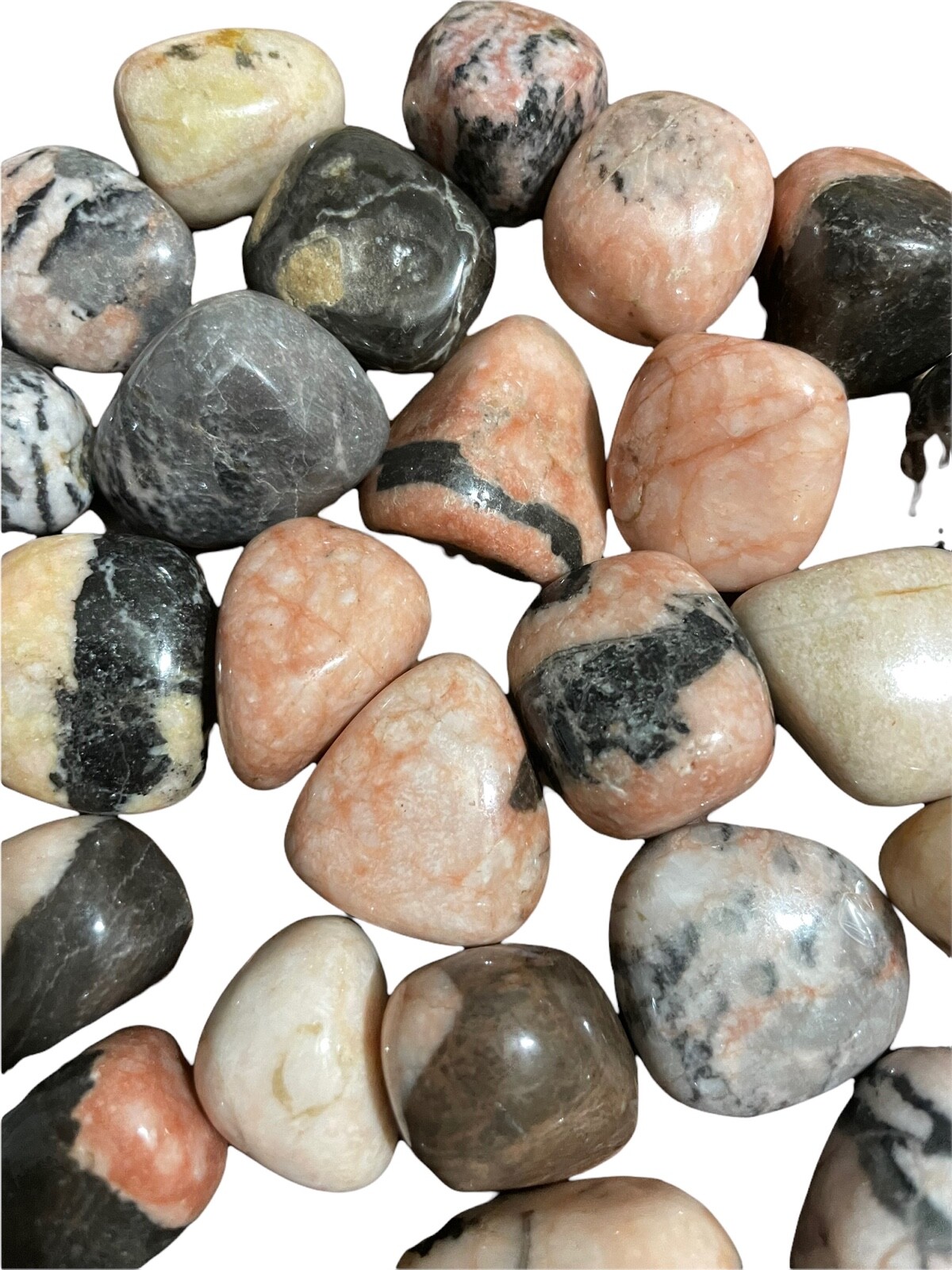 1X Pink Zebra Jasper Tumbled Stone 25-35mm Reiki Healing Crystal Heart Chakra