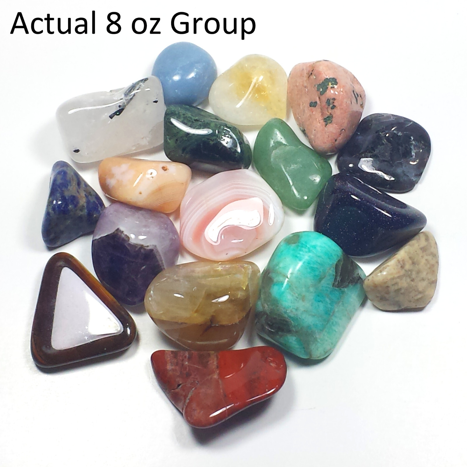 Mixed Agate, Quartz, Jasper Tumbled Polished Crystal Medium Stones, 8-16 oz Lots