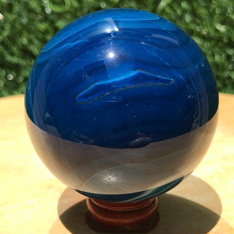 290G Rare Blue Agate Quartz Ball Crystal Sphere Mineral Specimen Healing