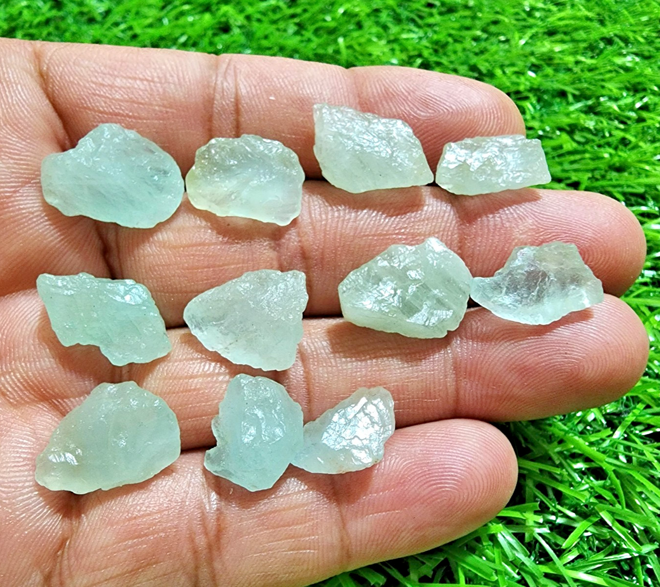 11Pcs Blue Aquamarine Gemstone Raw Lot 13-17MM Aquamarine Rough Stone Bulk