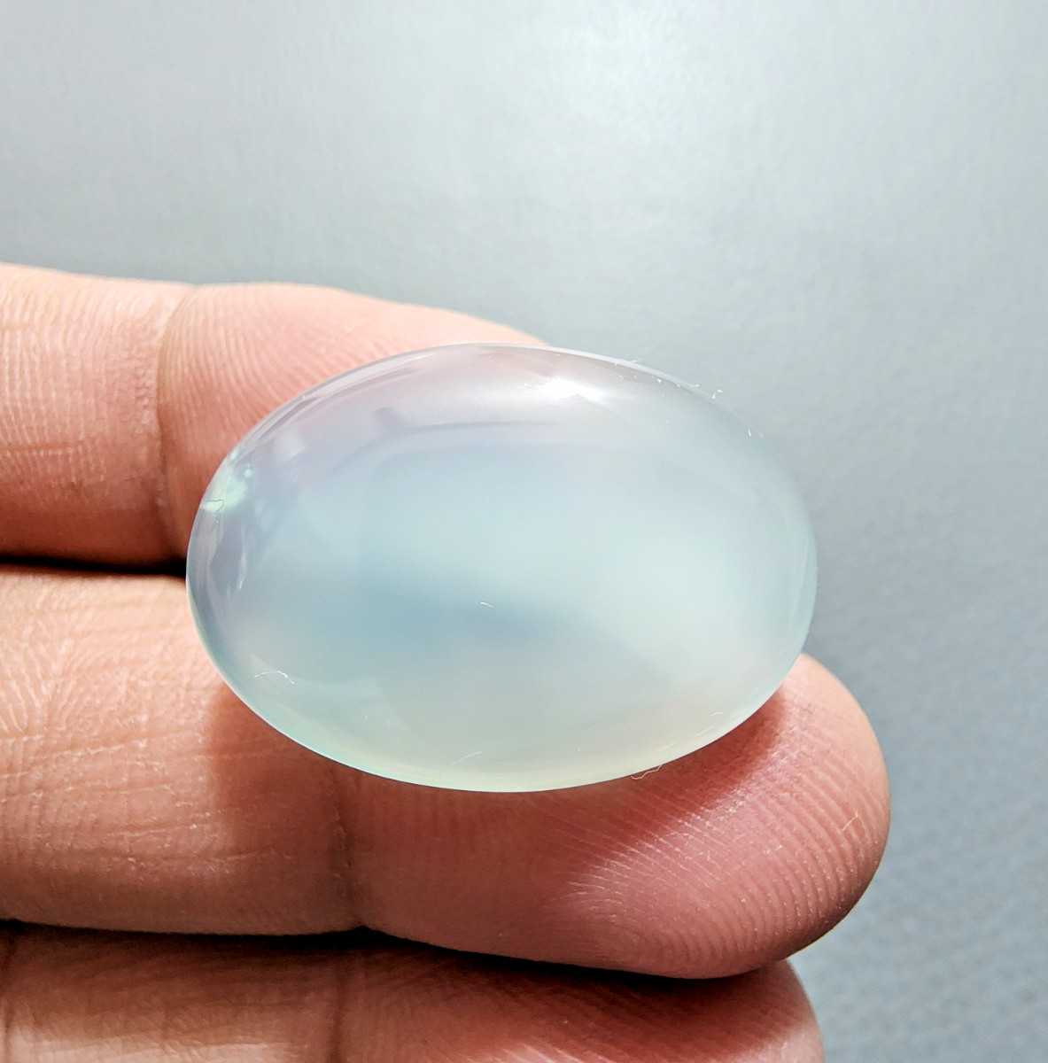 24 Crt Beautiful Sky-Blue Chalcedony Oval Cabochon High Polish Loose Gemstone