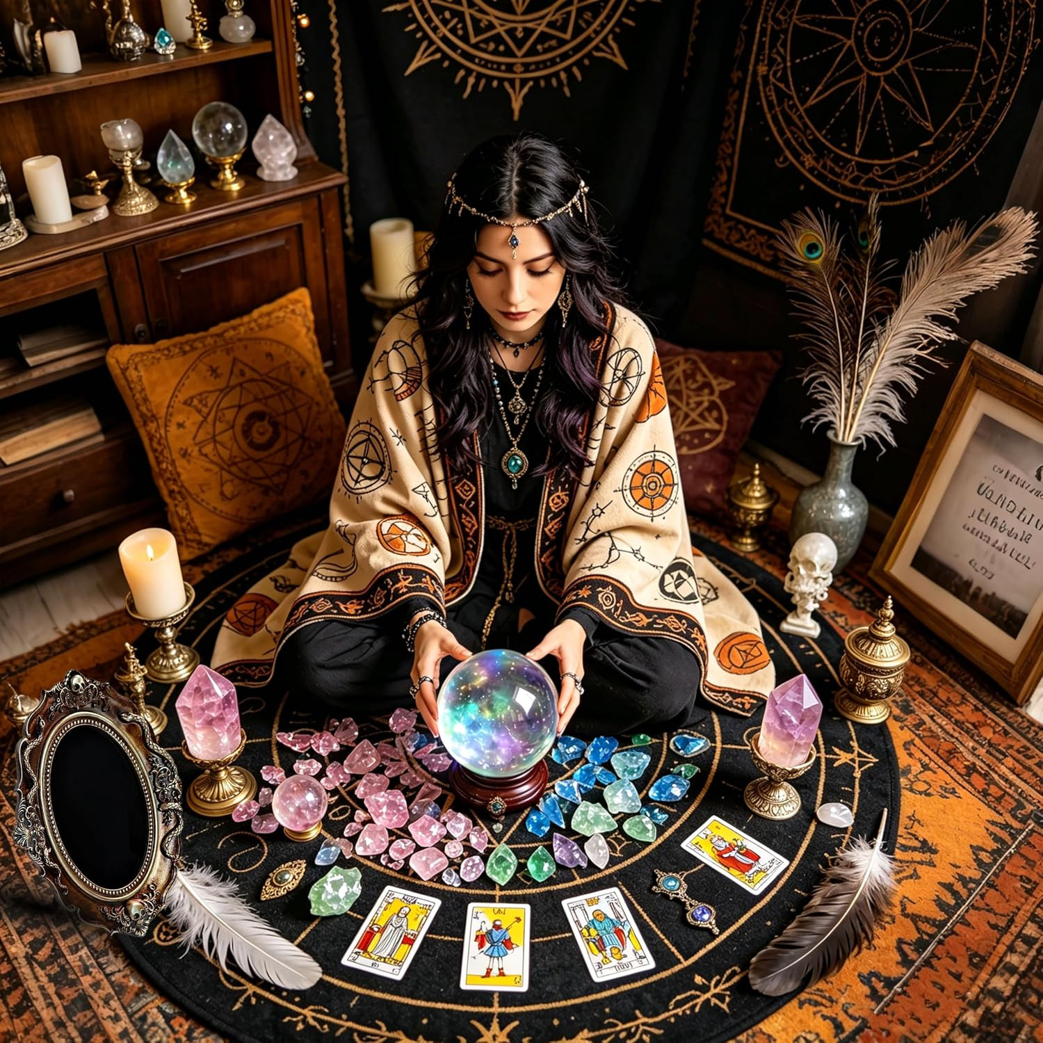 Handcrafted Obsidian Scrying Mirror for Tarot, Meditation & Home Decor