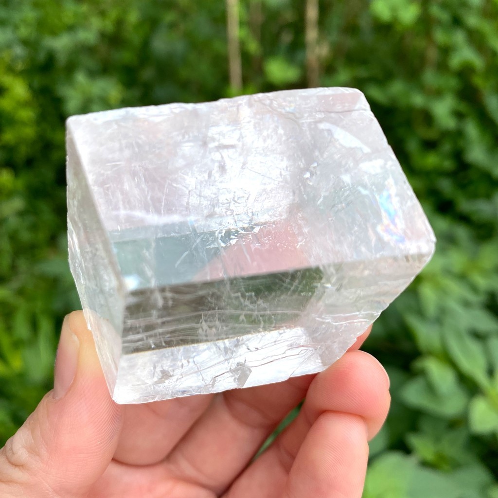 103g Rainbow Natural Clear Calcite-iceland spar cube Mineral Specimen Healing