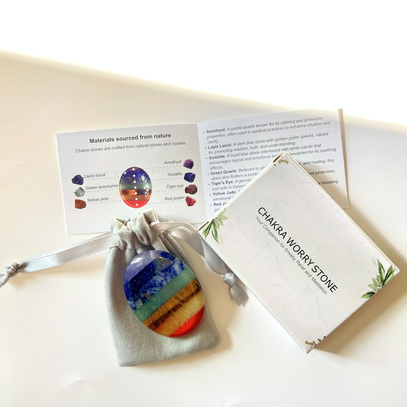 SHARKOOO Thumb Worry Stone for Anxiety, 7 Chakra 1 Count (Pack of 1), chakra